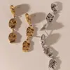 Wholesale PVD Coated Real Gold Plated 16K White Plating Solid Color 304 Stainless Steel IG Style Modern Classic Waterproof Non Tarnish Drop Earrings