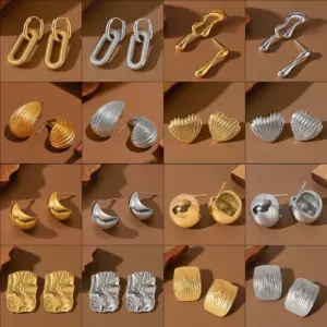 Wholesale Trendy Stainless Steel Earrings For Women Multi-Style Luxury Fashion Geometric Waterdrop Heart Shaped Jewelry Accessories