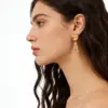 Wholesale V Shape Asymmetrical Stud Earrings For Women, 18K Real Gold Plated With 0.03µm PVD Coated 304 Stainless Steel