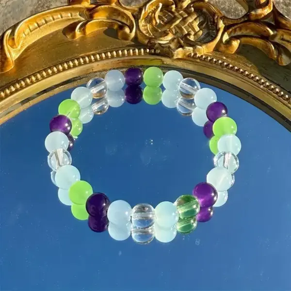 Wholesale Simple Style Unisex Beaded Bracelet Featuring Natural Stone And February Birthstone Amethyst Gem