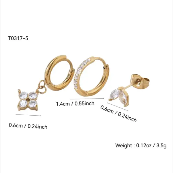 oly-795372ee975446d84a784a70dbd3c3f5 Wholesale Electroplating 18K Gold Golden Plated Four Leaf Clover 304 Stainless Steel Elegant Luxurious Drop Earrings