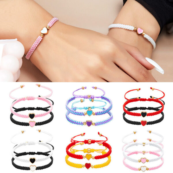 oly-79555ec45add1ad6550b2d93e58362cc Wholesale simple dripping heart-shaped woven bracelet Valentine's Day gift sister friendship adjustable bracelet