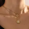 Wholesale Heart Shape Necklace For Women, 18K Gold Plated 304 Stainless Steel With Zircon Inlay, 0.03µm Thickness