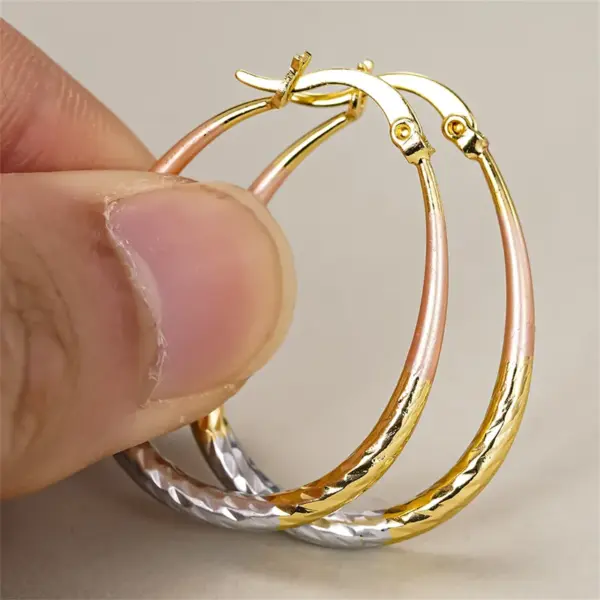 Wholesale Three-dimensional Geometric Earrings For Women In Copper With KC Golden Water Plating And 0.03µm Thickness