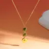 oly-796db45d646a56b1a0d4cdf595929b01 Wholesale Round Claw Setting Necklace For Women In 304 Stainless Steel With 18K Gold Plated PVD And Zircon Inlay, Cable Chain