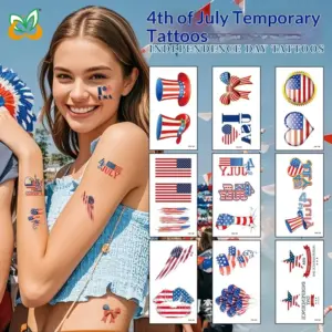 Wholesale Temporary Waterproof Tattoo Sticker American Independence Day Flag Design One-time Use Party Gift Synthetic Material