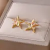 Wholesale Three-dimensional Sun Stud Earrings For Women In 304 Stainless Steel With 18K Gold PVD Coating And Zircon Inlay