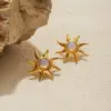 Wholesale Classic Style Women's Necklace Sun Pendant Beaded Chain Jewelry 18K Gold Stainless Steel Quartz Stone Travel Essential