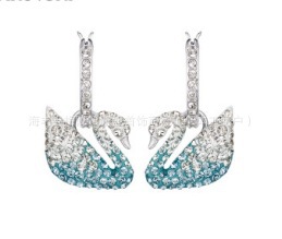 Gradient blue swan earrings