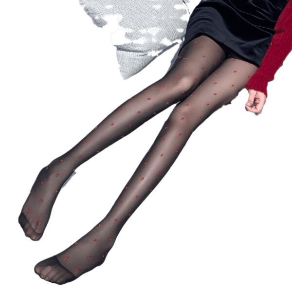 Wholesale Jacquard Silk Stockings Red Love Red Dot Valentine's Day Sexy Black Silk Jacquard Pantyhose Spring and Summer Women