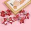 Wholesale Valentine's Day Party Bow Hairpin Children's Scallion Powder Glitter Bow Hairpin Hair Accessories