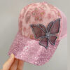 Wholesale Arrival Summer Sequin Butterfly Baseball Cap Women's Fashion Sunscreen Sunshade Hat Breathable All-match Korean Style Street Dance Cap