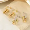 Wholesale Fashionable Geometric Pattern Stainless Steel 18K Gold Plated Hollow Chain Earrings For Women Versatile Daily Wear Jewelry