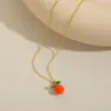 Wholesale New Fashion Sweet Cute Retro Fruit Cake Shape Exquisite Vacation Style Simple Copper Pendant Necklace Collarbone Chain For Women