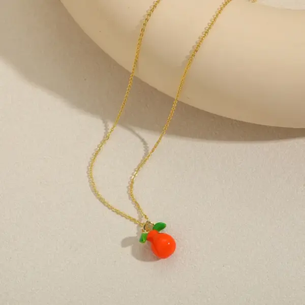Wholesale New Fashion Sweet Cute Retro Fruit Cake Shape Exquisite Vacation Style Simple Copper Pendant Necklace Collarbone Chain For Women