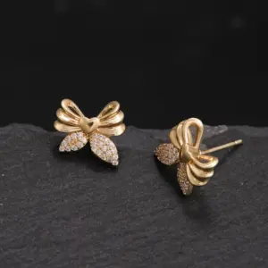 Wholesale Cute Bow Knot Copper Ear Studs