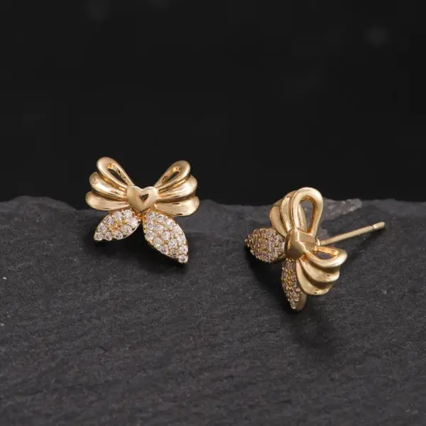 Wholesale Cute Bow Knot Copper Ear Studs