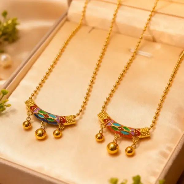Wholesale Vacuum Electroplating (In Furnace) Plated 18K Real Gold 304 Stainless Steel Pearl Arc Bell Casual Elegant Vintage Pendant Necklace