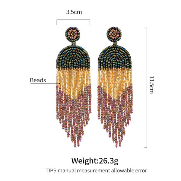 Wholesale Rice Bead Tassel Earrings Bohemian Retro Ethnic Style Creative Handmade Earrings Handmade