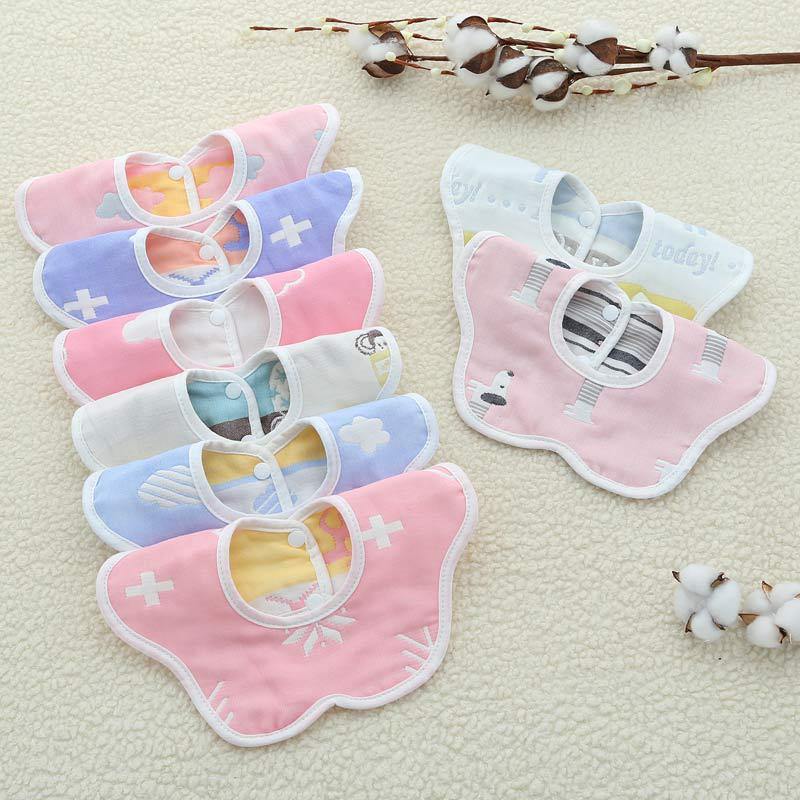 Wholesale Petal Bib Pure Cotton Factory Direct Sales Wholesale 360 Octagonal Pure Cotton Six-Layer Gauze Plum Petal Bib