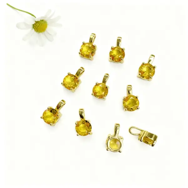 oly-79f3a5608bca287a0f7bb34b162bc8ed Wholesale 18K Gold Plated Copper Color Retention Zircon Round Birthstone Pendant DIY Jewelry Geometric Water Plated Imitation Gold