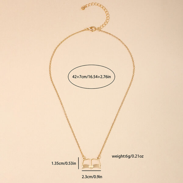 Wholesale 1 fashionable ins style metal hollow book pendant graduation season gift lady necklace selfie pose to wear
