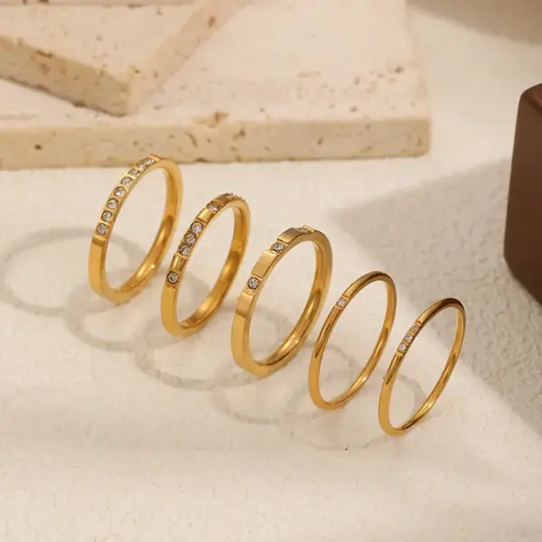 Wholesale PVD Coated Real Gold Plated 18K Gold Geometric 304 Stainless Steel IG Style Waterproof Non Tarnish Rings