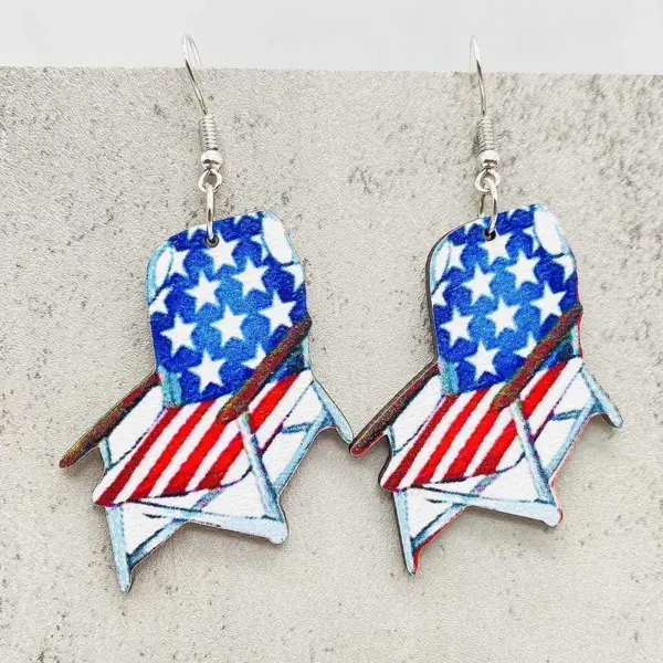 Wholesale Wooden Ice Cream Theme July 4th Independence Day Earrings Geometric Pattern Animal Zodiac Cartoon Character Stylish Women's Jewelry