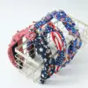 Wholesale Hot New American Flag Independence Day Headband Red White Blue Water Drill Hoop Knot Fabric Wide-brimmed Headband