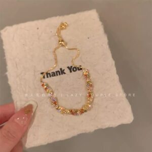 Wholesale Stacked wear deep poke my heart! Colorful Dopamine Zircon Bracelet Women's Design Sense Twist Delicate Bracelet Bracelet