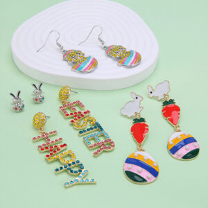 oly-7a22efd21bd452e0b993ffc661cbf8a3 Wholesale European and American cross-border Easter earrings creative cartoon rabbit chicken Easter egg earrings spring carnival party jewelry