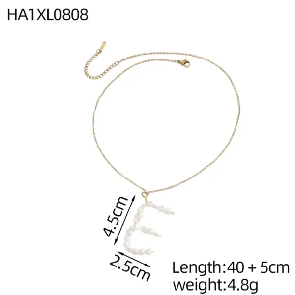 Wholesale 18K Gold Plated Titanium Steel Vacuum Electroplated Three-Dimensional Letter Pearl Trendy Necklace Handmade Unisex