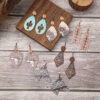 Wholesale Western Style Hollow Out Cactus Sheep Head Pattern Irregular Shape Wooden Earrings Women Earrings