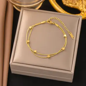 10 [Ae53] Double-Layer Square Bracelet / Gold