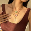 Wholesale Retro Ethnic Style Irregular Gravel Pendant Necklace Adjustable Wax Line Crystal Tassel Necklace