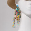 Wholesale Dopamine Colorful Polka Dot Chiffon Bow Earrings for Women Design Rice Beads Long Ring Shell Tassel Earrings