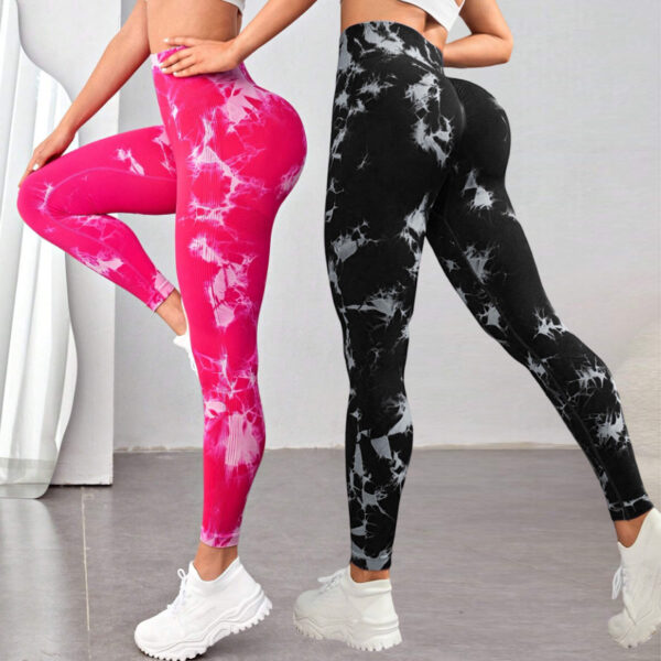 oly-7a636fc9a2e8aaa7cecf04fdf7389a8f Wholesale quick-drying tie-dyed yoga pants seamless stretch tight sports pants Peach Hip lifting fitness pants