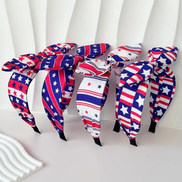 Wholesale Red Cloth Bow Tie Hair Band For Women, Perfect Hair Accessory For Independence Day