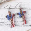 Wholesale 1 Pair Vintage Style Pentagram Wood Drop Earrings