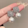 Wholesale 1 Pair Elegant Geometric Plating Inlay Alloy Artificial Pearls Rhinestones Ear Studs