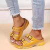 oly-7a7cf1b7817c7296fe551cdd582c1b03 Wholesale large size women’s slippers thick low one-line belt buckle round toe casual shoes size 35-43