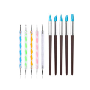 Cross-border hot-selling 10-piece manicure set d type (05 type acrylic dot pen + 8mm blue silicone pen)