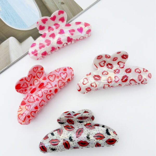 oly-7ab584ccfd9de8e02a91d987e4ec7935 Wholesale Sweet Valentine's Day Heart-shaped Hairpin Cute Red Lip Clip Love Shark Clip Style Peach Tail Clip Hair Accessories Women