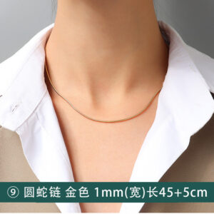 P873-⑨golden round snake chain 45+5cm