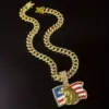 Wholesale American Flag Eagle Rhinestone Pendant Campaign Popular Flag Eagle Necklace Alloy Zinc Alloy Square Plated Unisex Necklace
