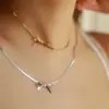 Wholesale PVD Coated 18K Gold Plated Bow Knot Stainless Steel Simple Style Classic Style Waterproof Non Tarnish 304 Stainless Steel Necklace