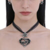 Wholesale Alloy Heart-Shaped Diamond Necklace, Edelweiss Alloy Set Pendant Jewelry