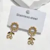 Wholesale Water Plated Imitation Gold Cherry 304 Stainless Steel Earrings For Women New Fashion Elegant Stud Earrings Circle For Shopping