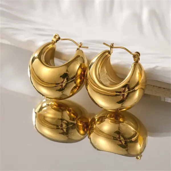 Wholesale PVD Coated 18K Gold Plated Solid Color 304 Stainless Steel Retro Simple Style Classic Style Waterproof Non Tarnish Earrings