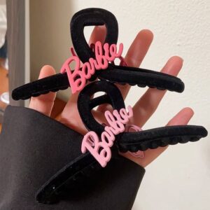 Wholesale Tanabata Sweet Cool Barbie Pink Letter Grab Velvet High-grade Hairpin Women's Elegant Shark Clip Hair Accessories